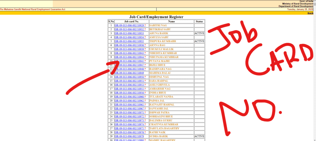 JOB CARD NUMBER